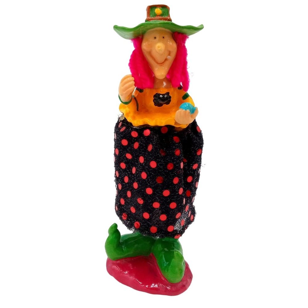 Pink Hair Halloween Witch Spider Decoration Figurine 5 Inch READ
